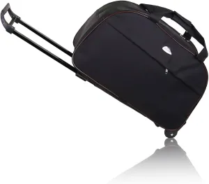 Rolling Duffle Bag 24" Rolling Wheeled Trolley Bag Tote Carry On Luggage Travel Duffel Bags (Black)