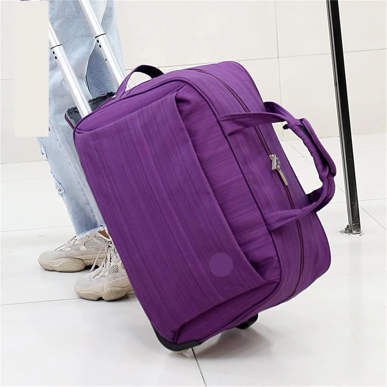 Rolling Duffle Bag with Wheels Travel Trolley Bag Women Rolling Luggage Bags On Wheels Men Travel Suitcase Carry On Luggage Bags Business Wheeled Bags(Brown)