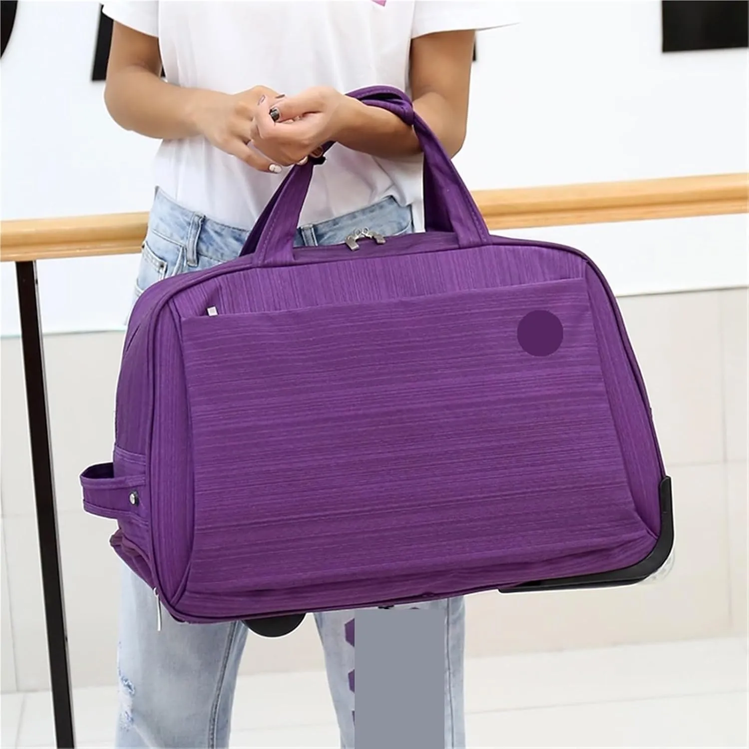 Rolling Duffle Bag with Wheels Travel Trolley Bag Women Rolling Luggage Bags On Wheels Men Travel Suitcase Carry On Luggage Bags Business Wheeled Bags(Brown)