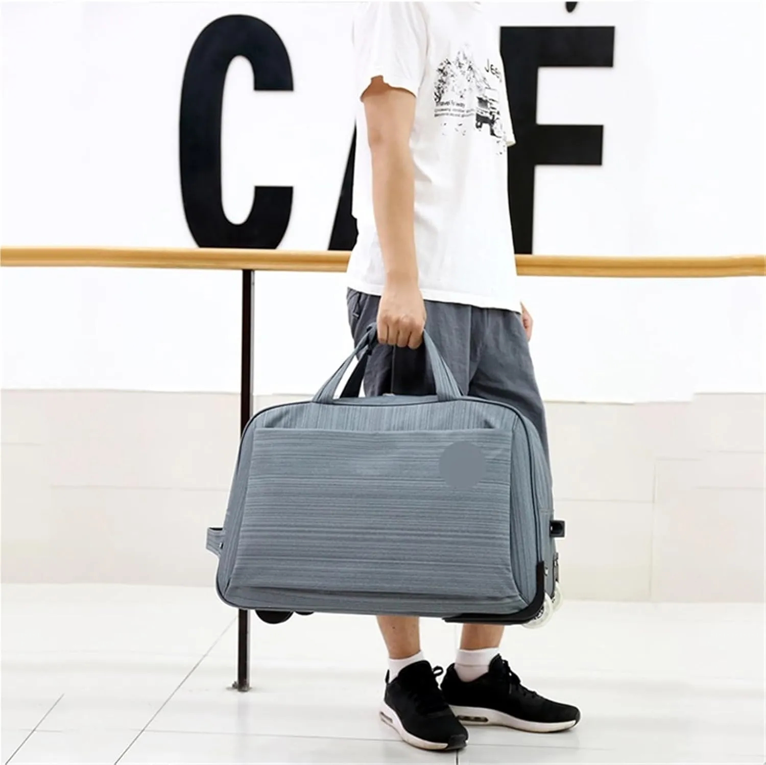 Rolling Duffle Bag with Wheels Travel Trolley Bag Women Rolling Luggage Bags On Wheels Men Travel Suitcase Carry On Luggage Bags Business Wheeled Bags(Brown)