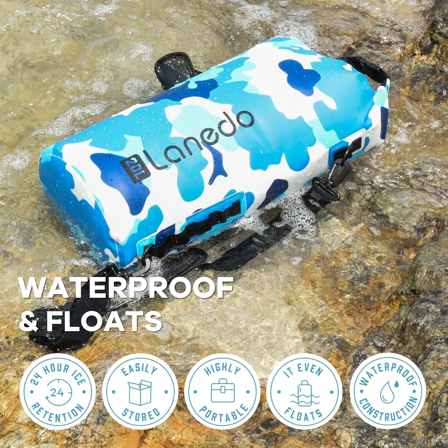 Round Barrel Collapsible Backpack Cooler, Waterproof Hands Free Cooler Bag, 24 Hours Cooling, Soft Sided Cooler, Portable Lightweight Travel Camping Beach Lunch Backpack for Men and Women