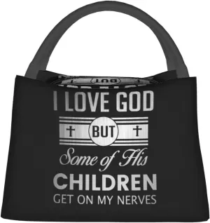 Rqwaaed I Love God But Some Of His Children Get On My Nerves Large Collapsible Insulated Cooler Bag - Leakproof Lunch Tote for Adults