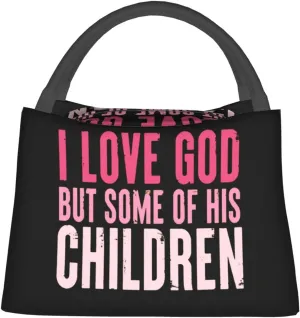 Rqwaaed I Love God But Some Of His Children Get On My Nerves Large Collapsible Insulated Cooler Bag - Leakproof Lunch Tote for Adults