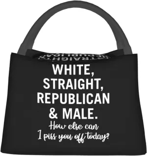 Rqwaaed White Straight Republican Male Large Collapsible Insulated Cooler Bag - Leakproof Lunch Tote for Adults