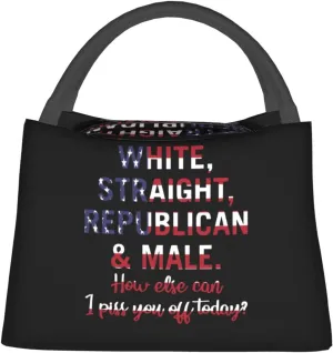 Rqwaaed White Straight Republican Male Large Collapsible Insulated Cooler Bag - Leakproof Lunch Tote for Adults