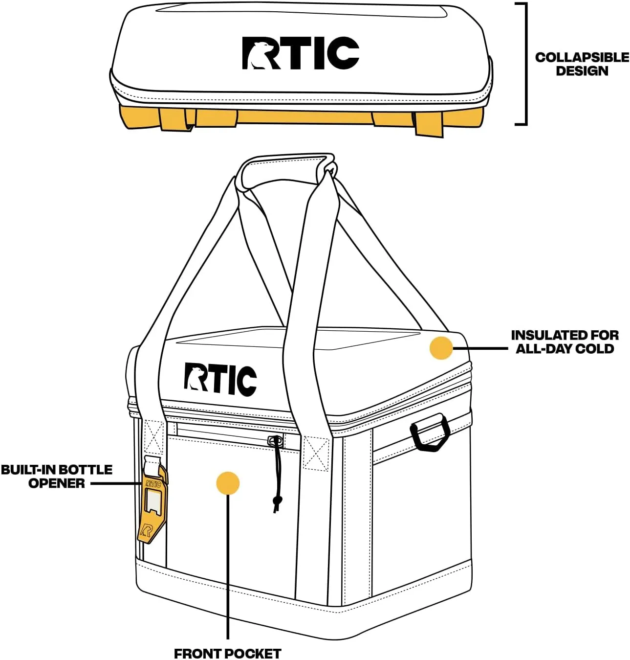 RTIC 28 Can Everyday Cooler, Soft Sided Portable Insulated Cooling for Lunch, Beach, Drink, Beverage, Travel, Camping, Picnic, for Men and Women