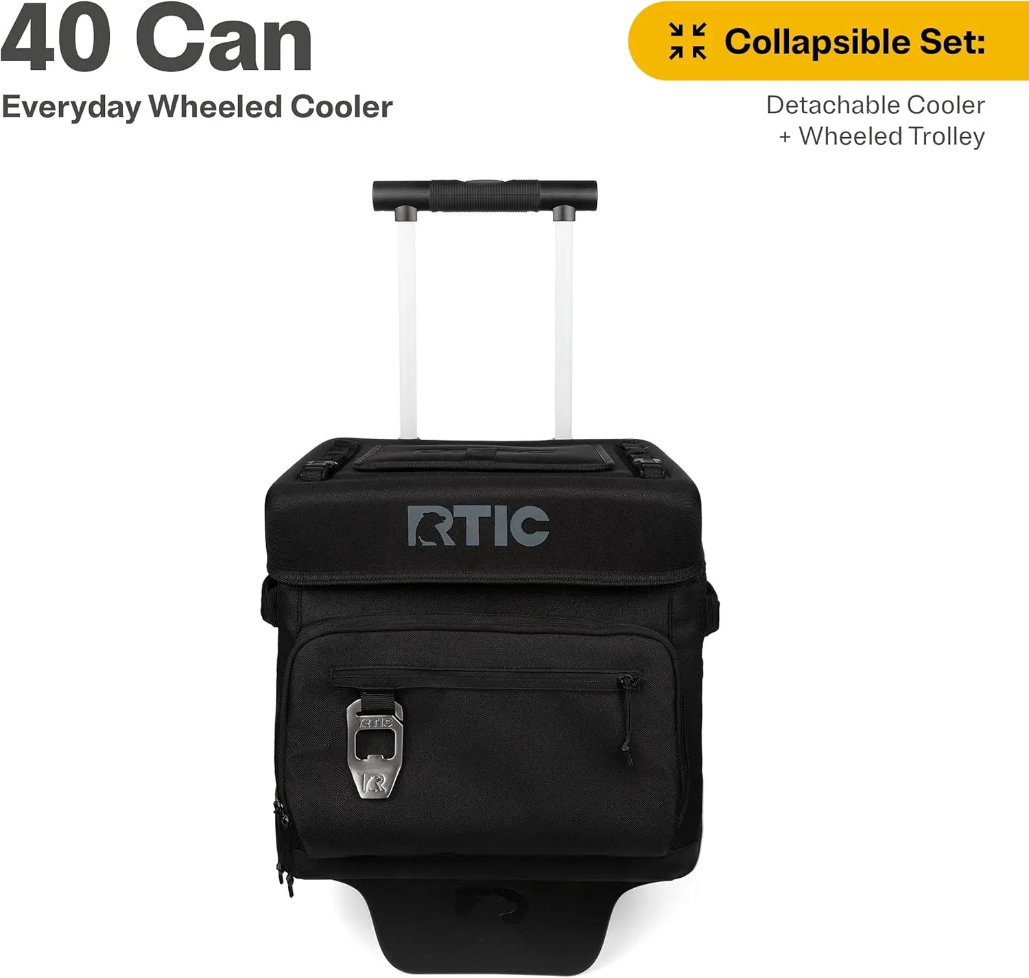 RTIC 40 Can Everyday Wheeled Cooler, Soft Sided Insulated Portable Rolling Collapsible Cooler Bag with Wheels and Handle for Outdoor, Beach, Camping, Sports, Travel, Leakproof