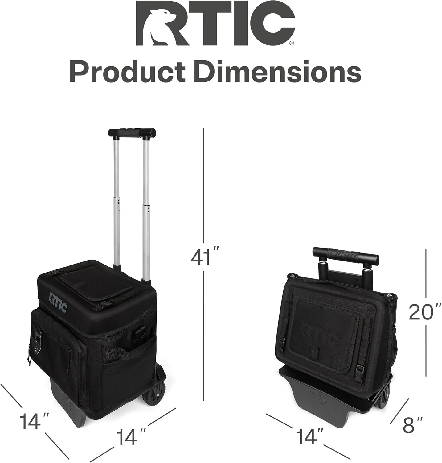 RTIC 40 Can Everyday Wheeled Cooler, Soft Sided Insulated Portable Rolling Collapsible Cooler Bag with Wheels and Handle for Outdoor, Beach, Camping, Sports, Travel, Leakproof