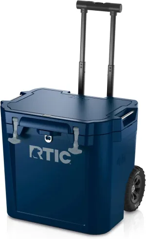 RTIC 45 QT Wheeled Ultra-Tough Cooler Hard Insulated Portable Ice Chest Box for Beach, Drink, Beverage, Camping, Picnic, Fishing, Boat, Barbecue, Rotomolded Construction