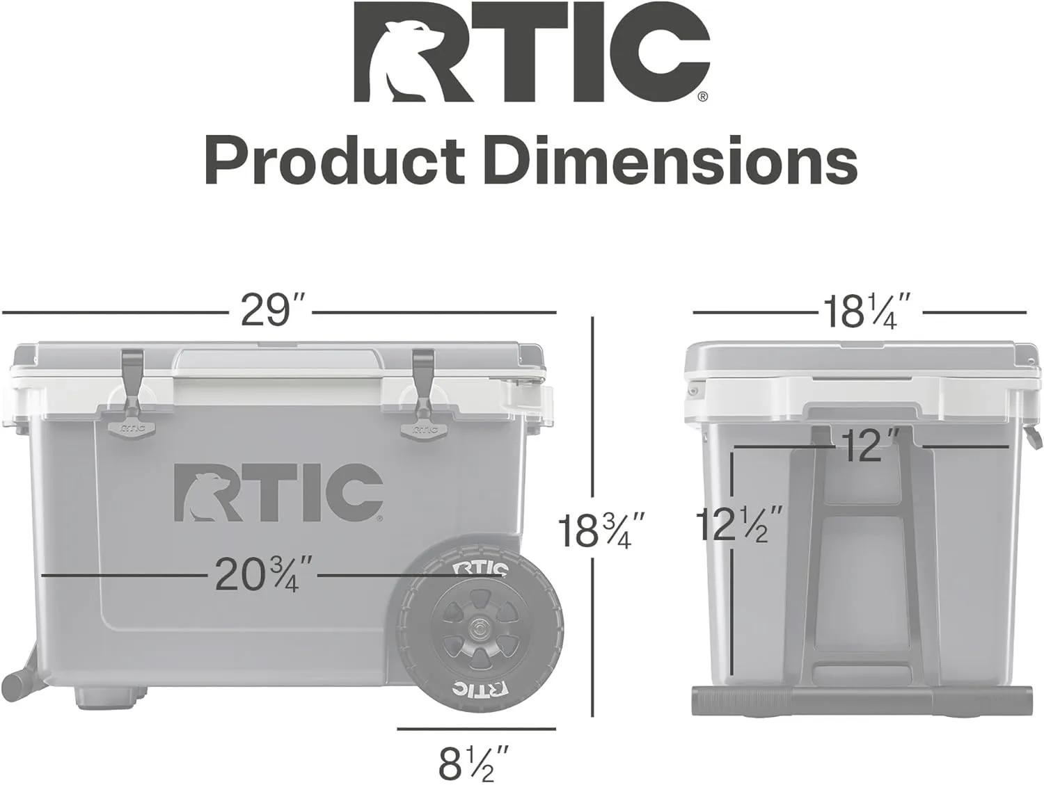 RTIC 52 Quart Ultra-Light Wheeled Hard Cooler Insulated Portable Ice Chest Box for Beach, Drink, Beverage, Camping, Picnic, Fishing, Boat, Barbecue, 30% Lighter Than Rotomolded Coolers