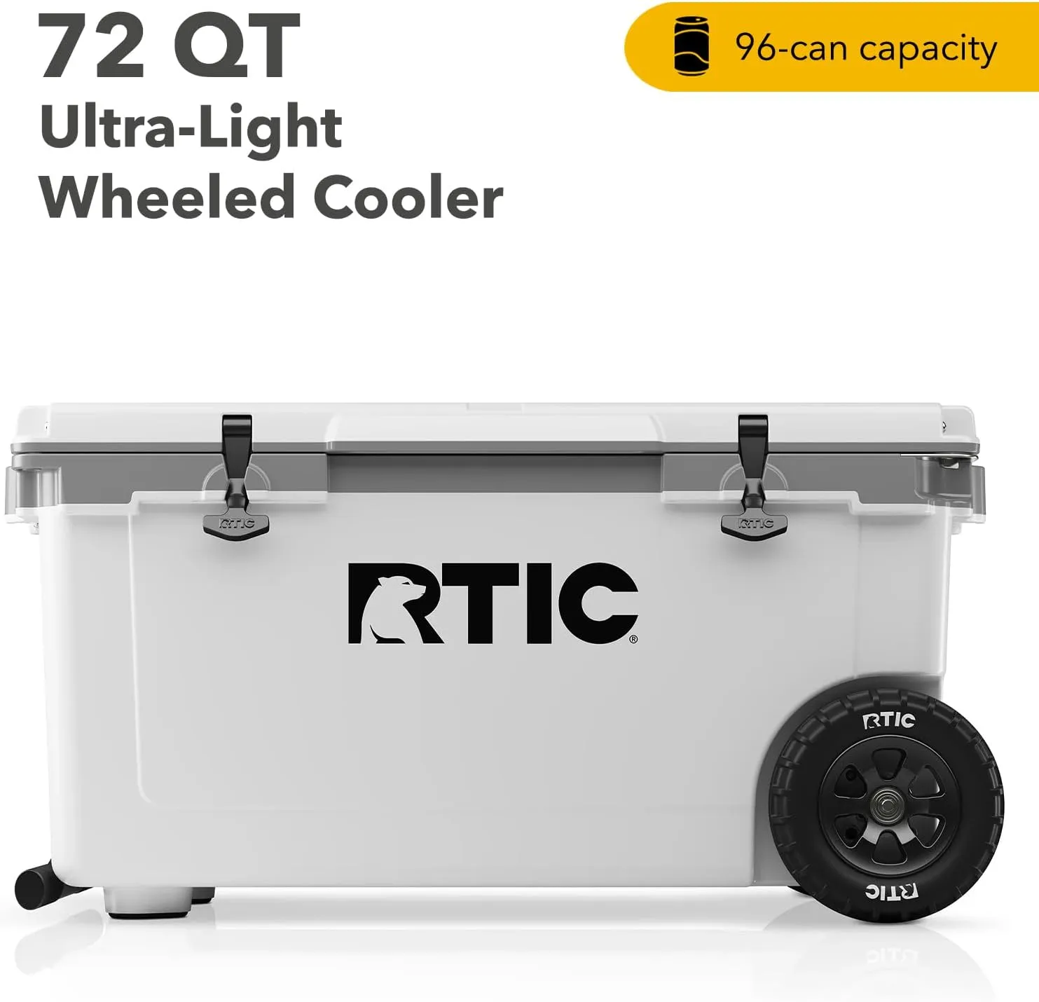 RTIC 72 Quart Ultra-Light Wheeled Cooler Hard Insulated Portable Ice Chest Box for Beach, Drink, Beverage, Camping, Picnic, Fishing, Boat, Barbecue, 30% Lighter Than Rotomolded Coolers