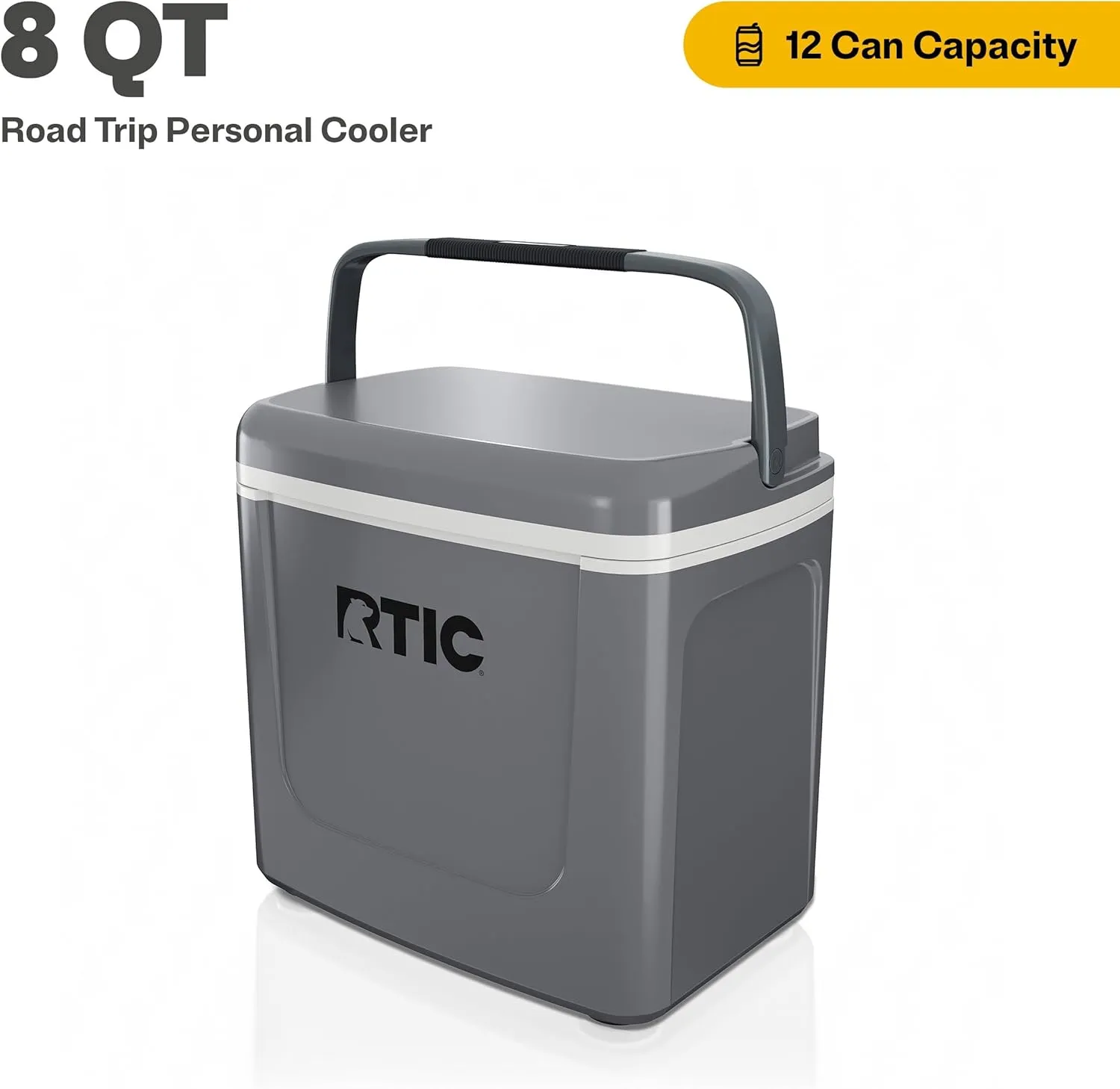 RTIC 8 QT Road Trip Personal Cooler, Small, Compact, Insulated, Portable Ice Chest Box for Food, Drink, Beverage, Beach, Camping, Picnic, Fishing, Boat, 12-Can Capacity