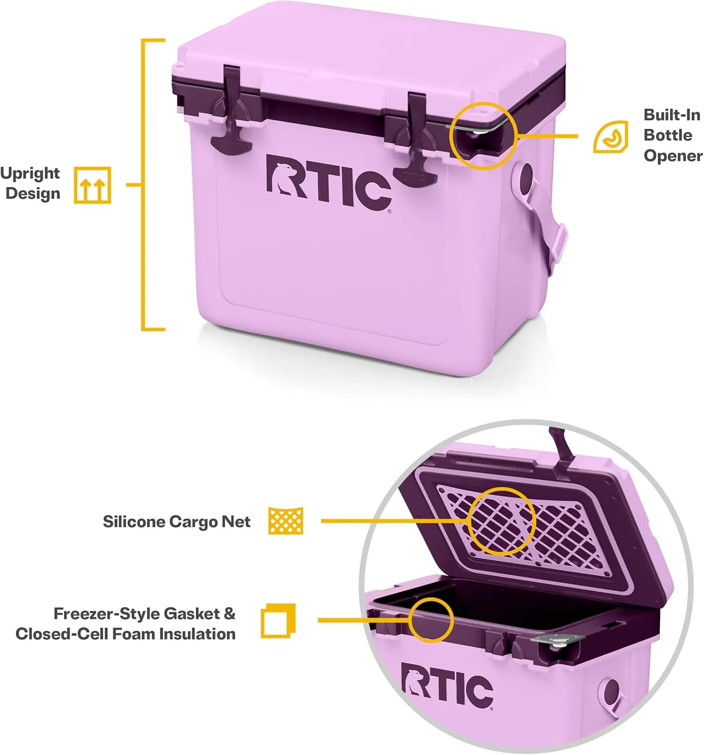 RTIC Ultra-Light 22 Quart Hard Cooler Insulated Portable Ice Chest Box for Drink, Beverage, Beach, Camping, Picnic, Fishing, Boat, Barbecue, 30% Lighter Than Rotomolded Coolers