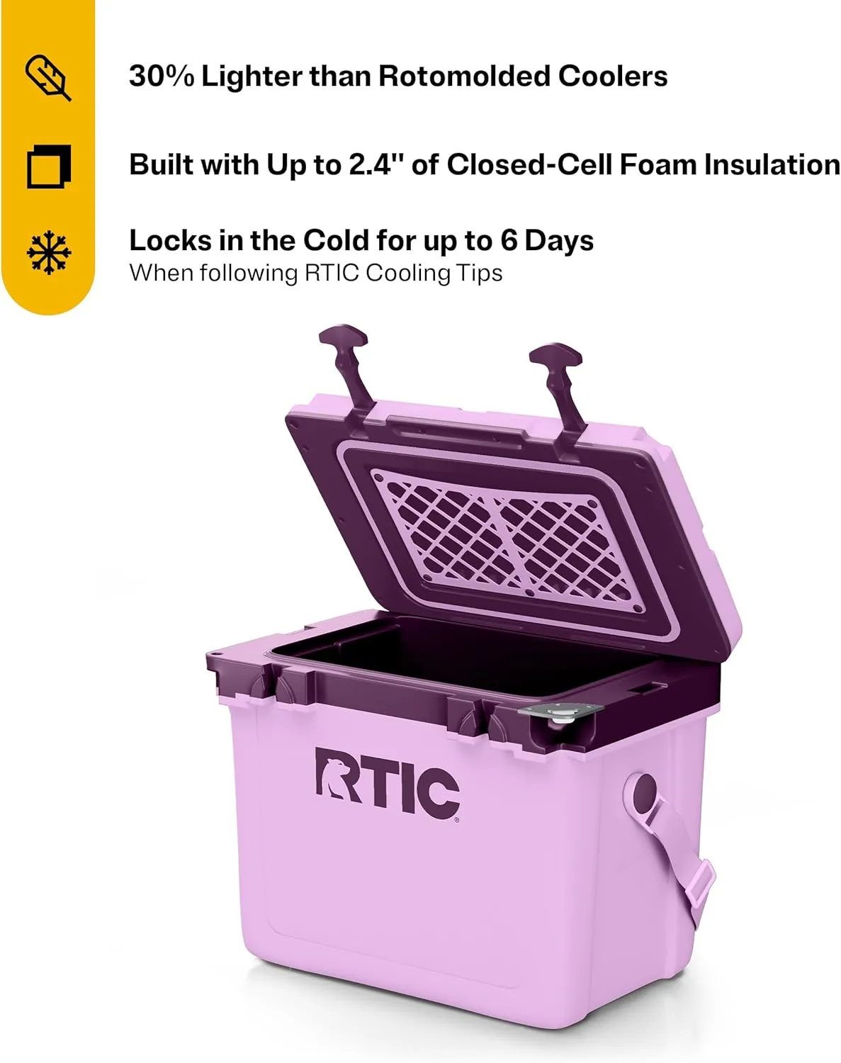 RTIC Ultra-Light 22 Quart Hard Cooler Insulated Portable Ice Chest Box for Drink, Beverage, Beach, Camping, Picnic, Fishing, Boat, Barbecue, 30% Lighter Than Rotomolded Coolers