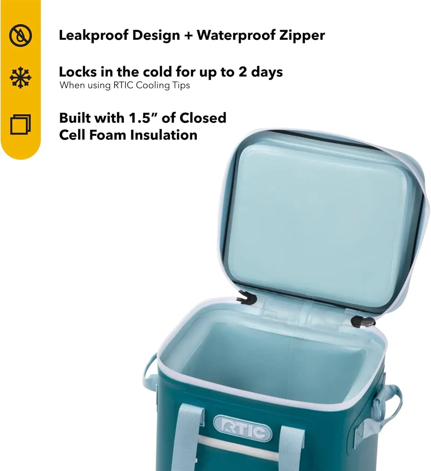 RTIC Ultra-Tough Soft Cooler 12 Can, Insulated Bag Portable Ice Chest for Lunch, Beach, Drink, Beverage, Travel, Camping, Picnic, Car, Trips, Floating Cooler Leak-Proof with Zipper