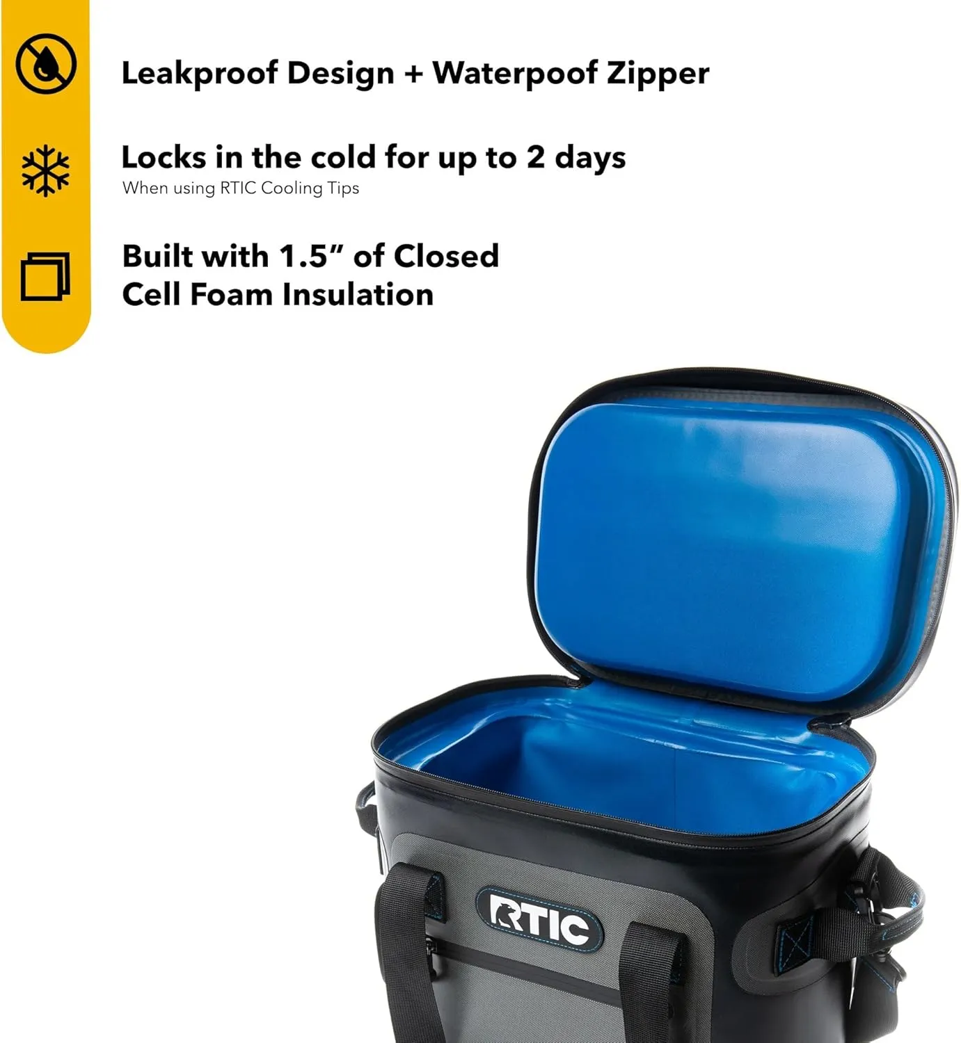 RTIC Ultra-Tough Soft Cooler 20 Can, Insulated Bag Portable Ice Chest Box for Lunch, Beach, Drink, Beverage, Travel, Camping, Picnic, Car, Trips, Floating Cooler Leak-Proof with Zipper