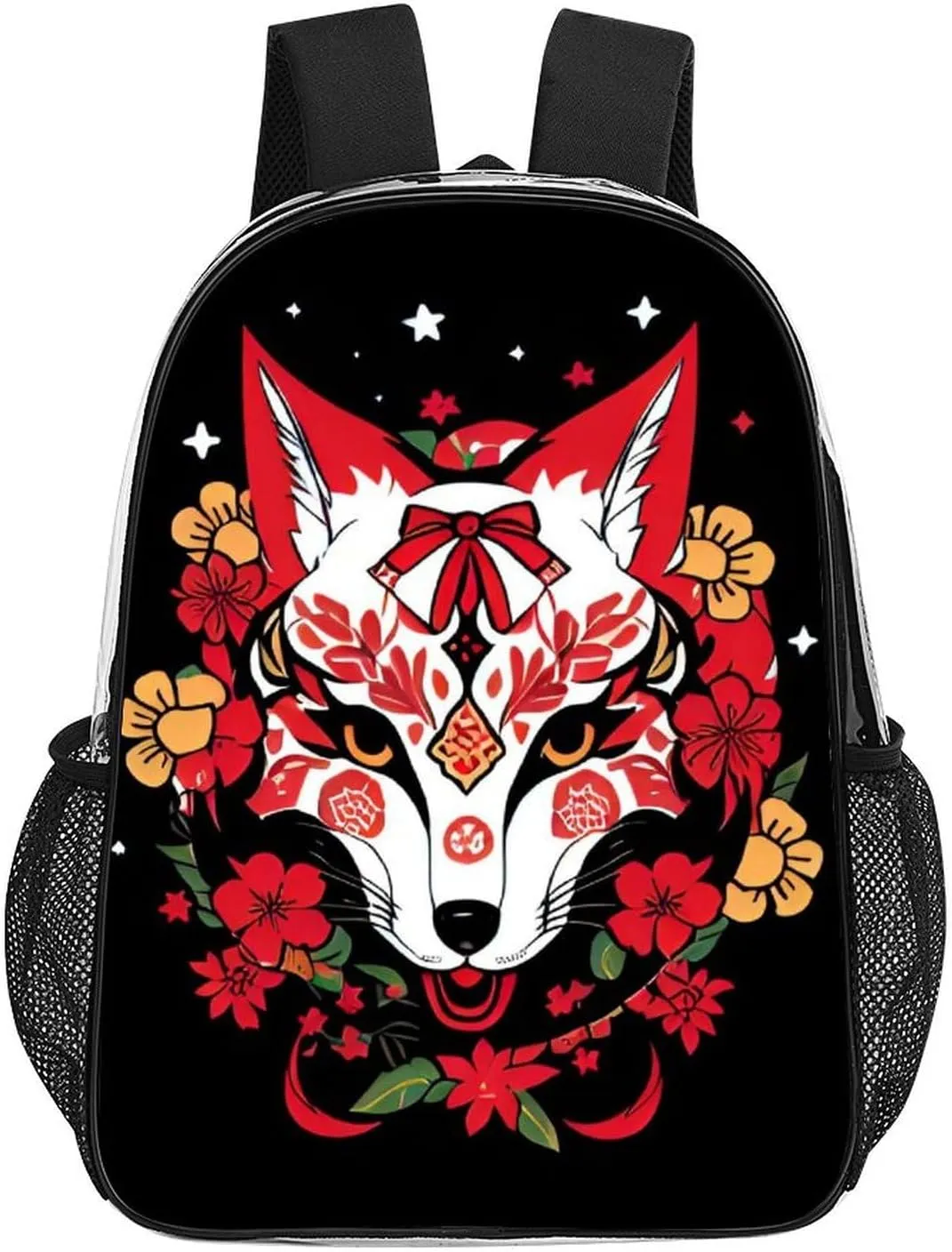 Rucksack Anti-Theft Multipurpose Big Capacity Carry On Bag - Japanese Kitsune Fox Magical Art Traveling & Camping Backpack Transparent Bag