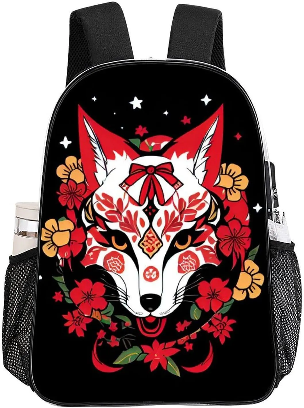Rucksack Anti-Theft Multipurpose Big Capacity Carry On Bag - Japanese Kitsune Fox Magical Art Traveling & Camping Backpack Transparent Bag