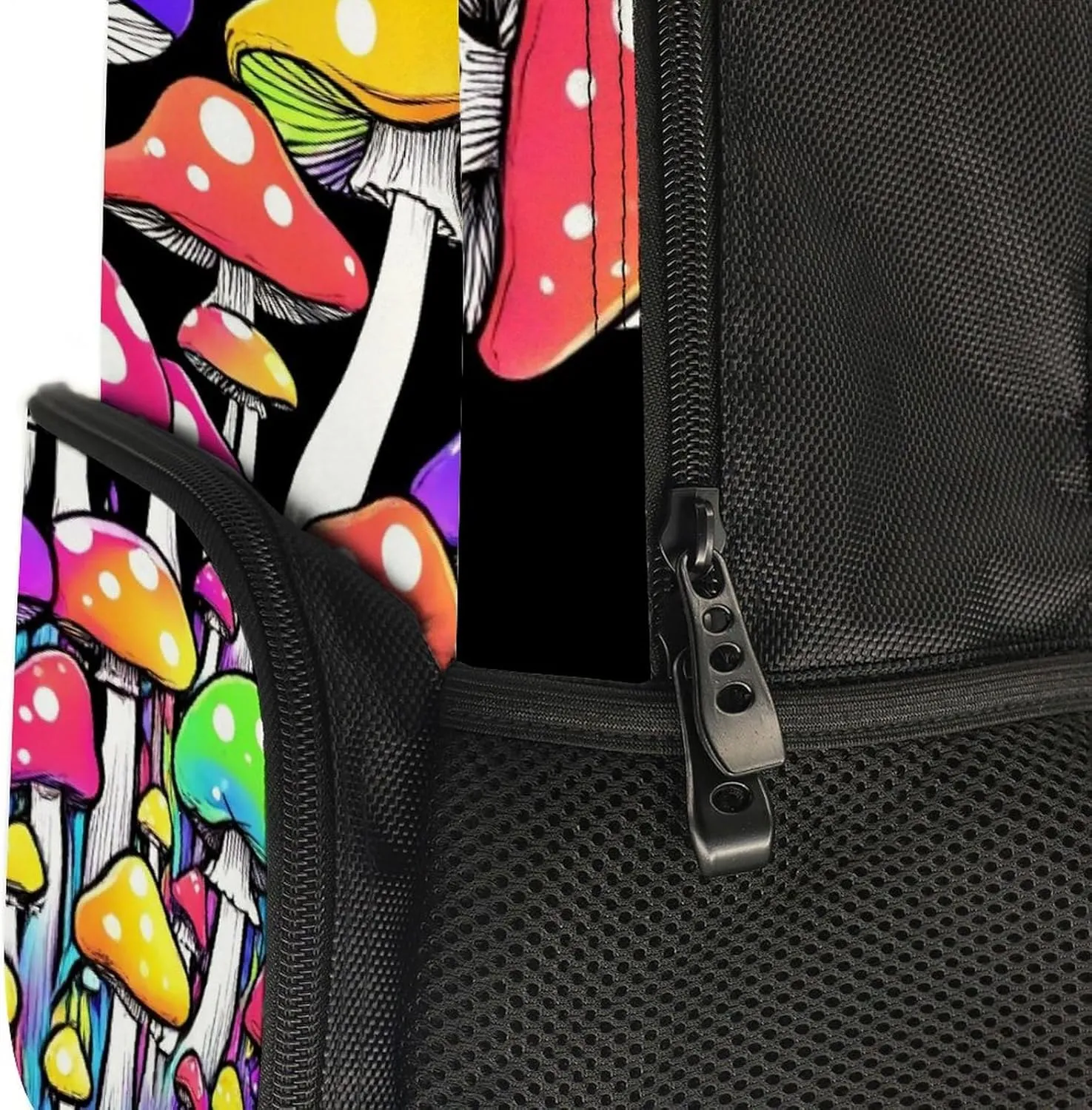 Rucksack Anti-Theft Multipurpose Big Capacity Carry On Bag - Neon Mushrooms Pattern Colorful Traveling & Camping Backpack With Side Pockets