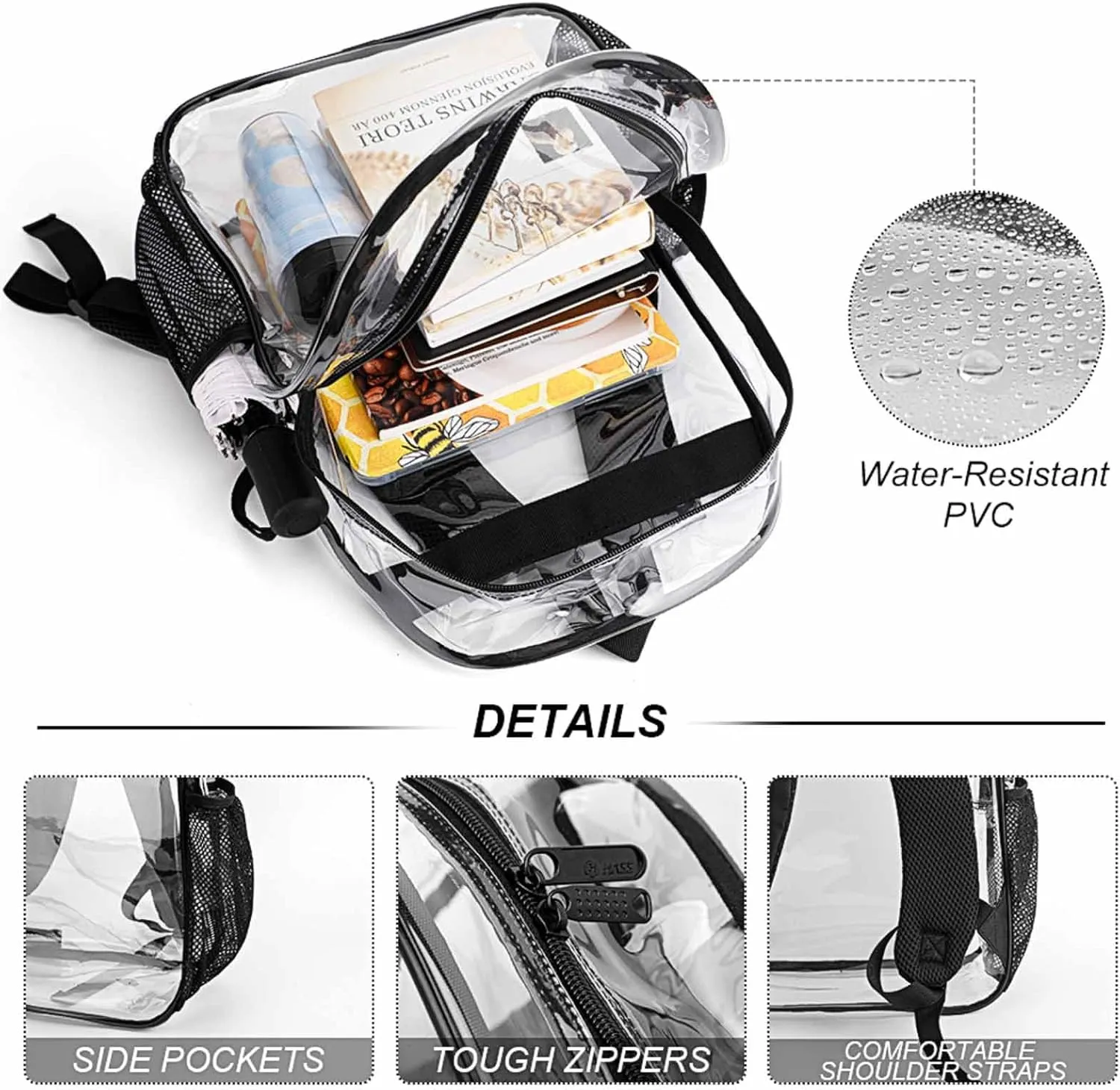Rucksack Multipurpose Anti-Theft Big Capacity Shoulder Bag - Sacred Geometry Symbols Sun Moon Trippy Purple Travel Hiking & Camping Rucksack Transparent Bag