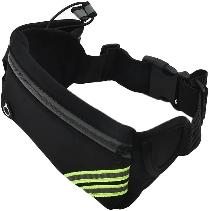 Running Belt Waist Bag With Water Bottles And Adjustable Elastic Waist Strap For Running Hiking Cycling(Black)