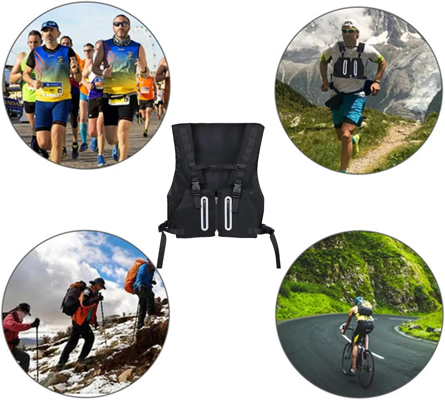 Running Hydration Vest, Reflective Running Vest Chest Pack Gear, Breathable Trail Running Water Backpack Hydration Vest Pack for Hiking Race Cycling Camping