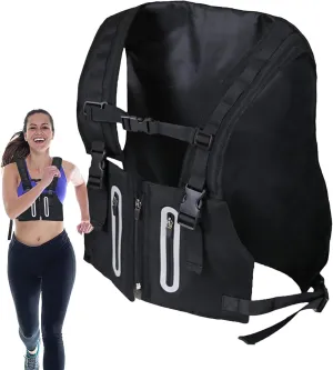 Running Hydration Vest, Reflective Running Vest Chest Pack Gear, Breathable Trail Running Water Backpack Hydration Vest Pack for Hiking Race Cycling Camping