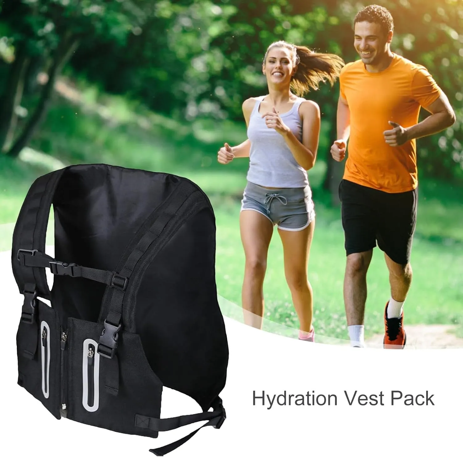 Running Hydration Vest, Reflective Running Vest Chest Pack Gear, Breathable Trail Running Water Backpack Hydration Vest Pack for Hiking Race Cycling Camping