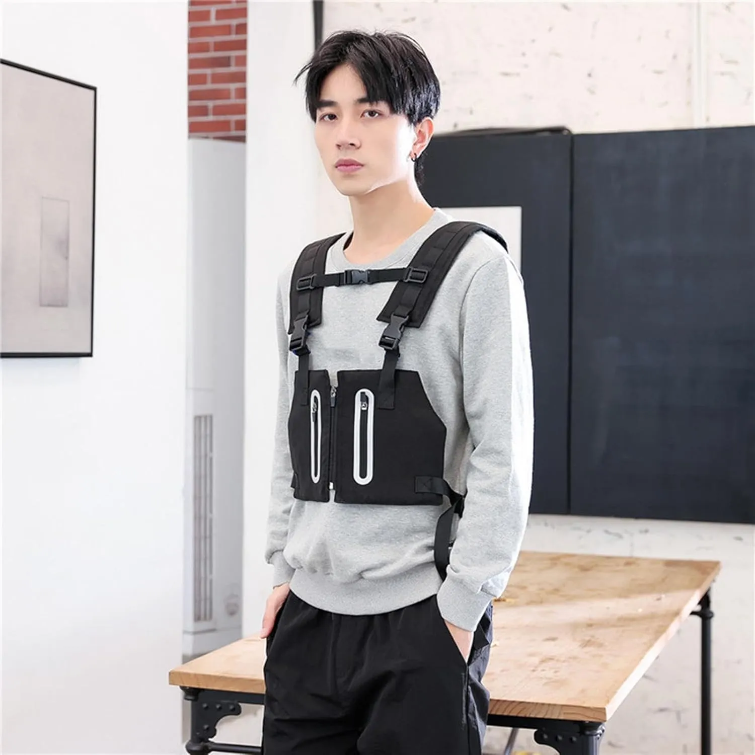 Running Hydration Vest, Reflective Running Vest Chest Pack Gear, Breathable Trail Running Water Backpack Hydration Vest Pack for Hiking Race Cycling Camping