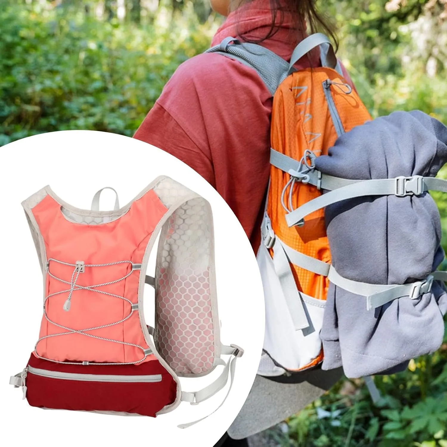 Running Vest for Women Men Outdoor Sports Bag Gear Rucksack Breathable Hydration Vest Water Pack for Climbing Marathoner Race