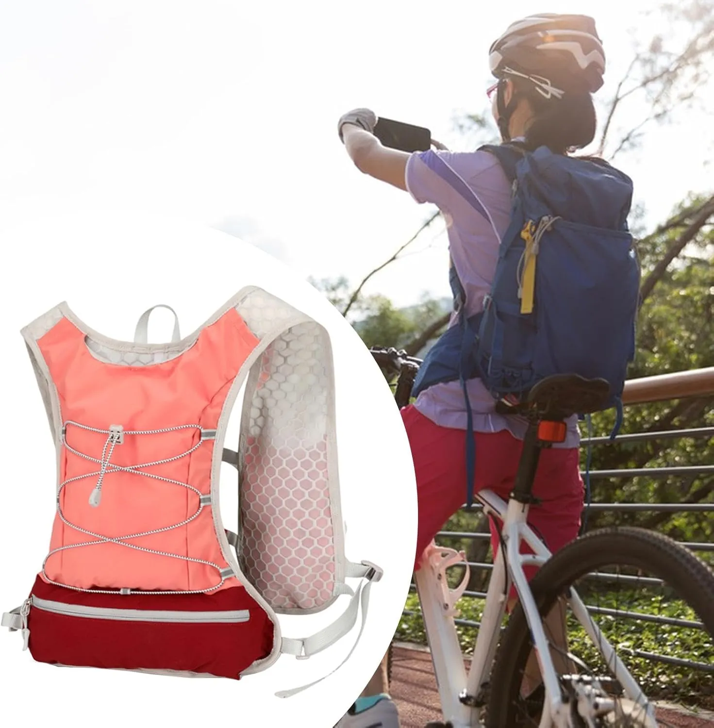 Running Vest for Women Men Outdoor Sports Bag Gear Rucksack Breathable Hydration Vest Water Pack for Climbing Marathoner Race