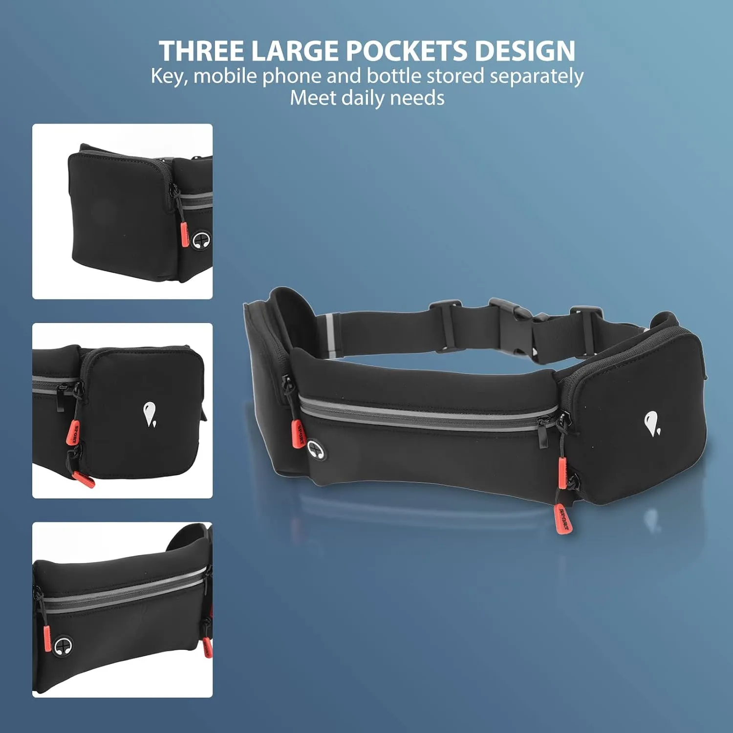 Running Waist Pack with Water Bottle Holder, Running Waist Pack Hydration Belt Water Bottle Holder Pouch Waterproof for Hiking Climbing Outdoor Sports Fitness