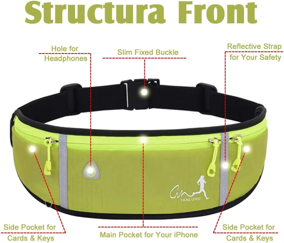 Running Waist Packs Running Bag Belt with Bottle Holder & Reflector for Men & Women Outdoor Walking, Hiking, Fits Maximum 6.5'' Large Smartphones