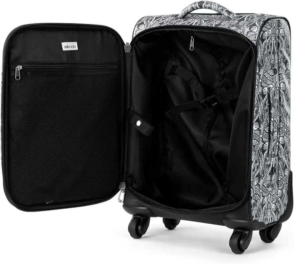 Sakroots Womens Carry-on 22" in Printed Coated Canvas On The Go Carry on 22 roller suitcase, Black & White Soulful Desert, Carry-On 22-Inch US
