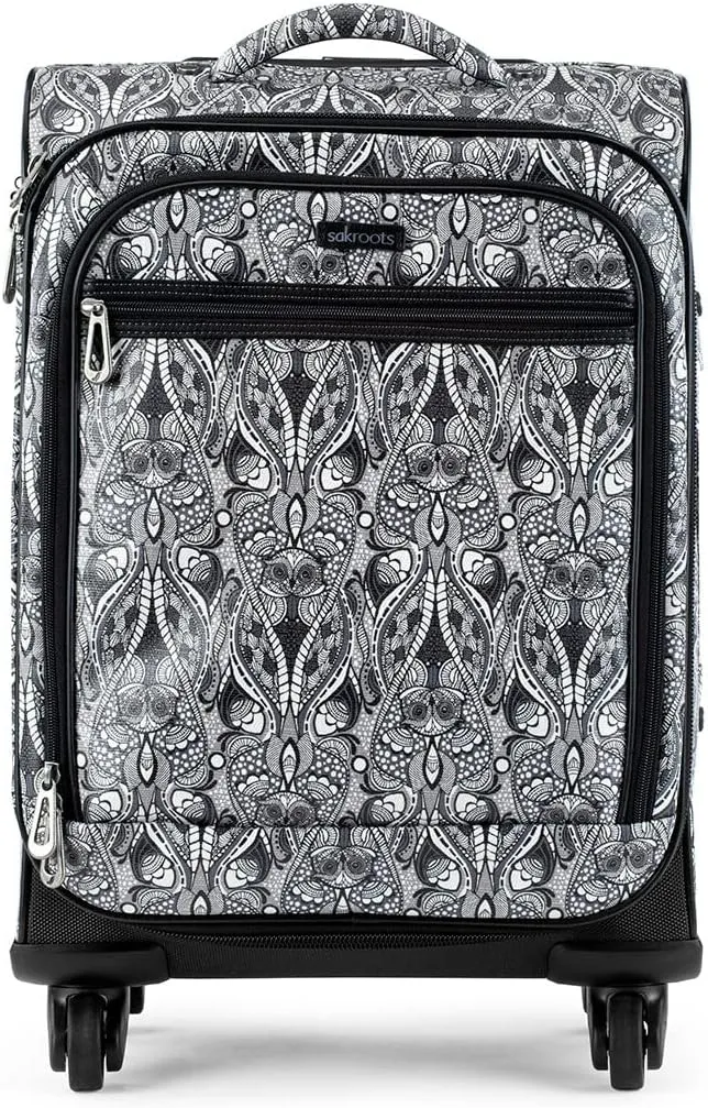 Sakroots Womens Carry-on 22" in Printed Coated Canvas On The Go Carry on 22 roller suitcase, Black & White Soulful Desert, Carry-On 22-Inch US