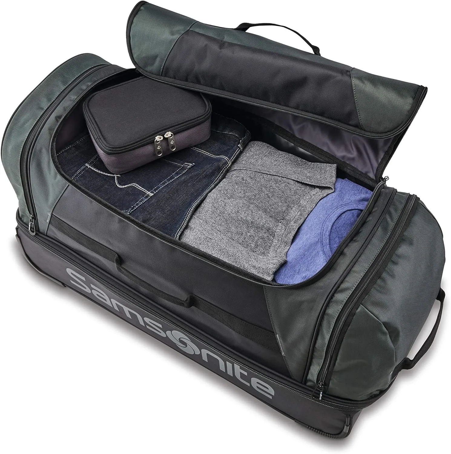 Samsonite Andante 2 Wheeled Duffel Bag – 28-Inch Durable Rolling Luggage with Inline Skate Wheels, Push-Button Handle & Spacious Compartments – Travel-Friendly and Lightweight - All Black