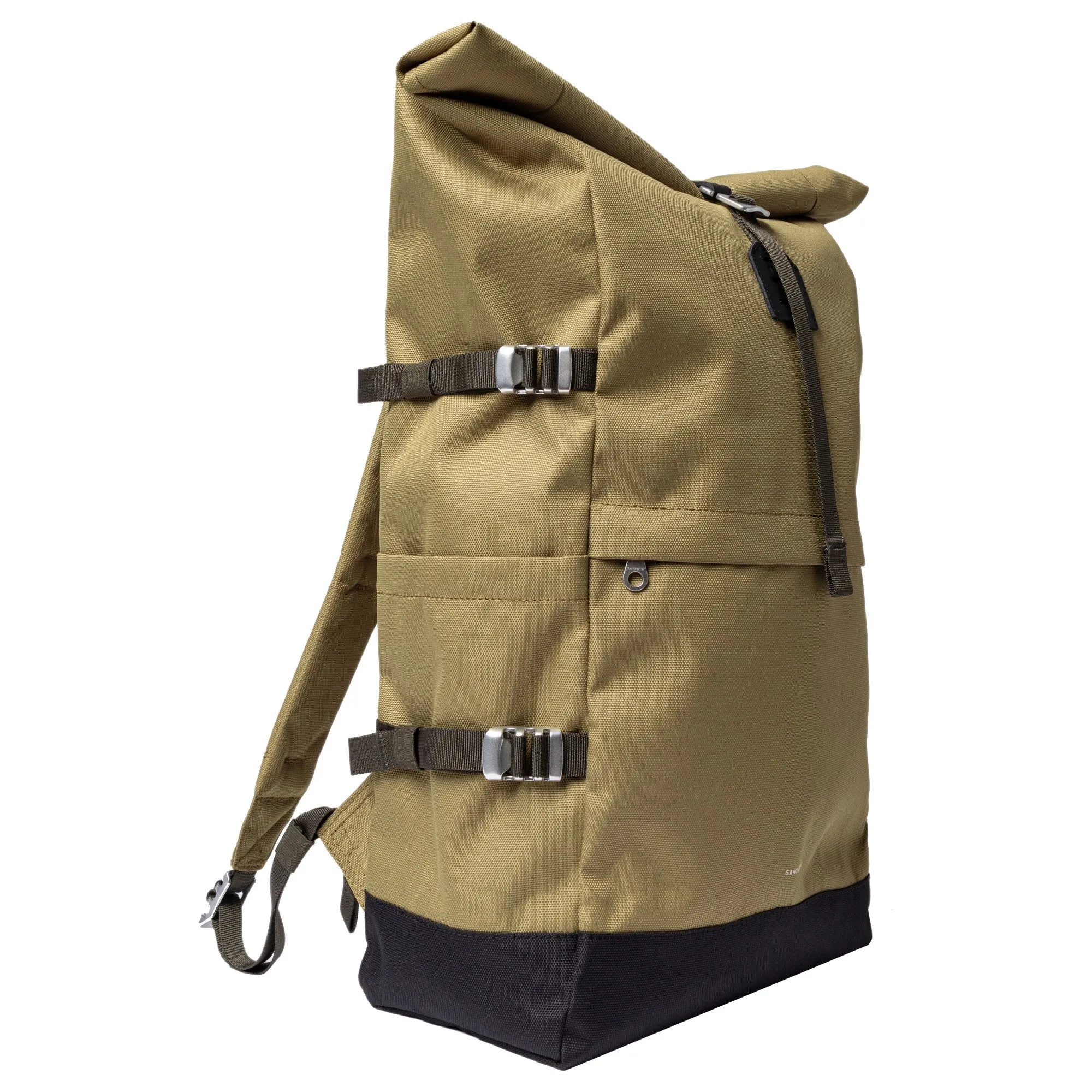 Sandqvist Icon Rolltop - Rucksack L 16" 65 cm erw. (olive drab with black leather)