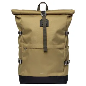 Sandqvist Icon Rolltop - Rucksack L 16" 65 cm erw. (olive drab with black leather)