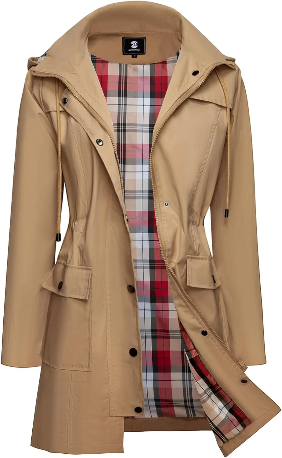 SaphiRose Women's Waterproof Rain Jacket Lightweight Raincoat Hooded Windbreaker Trench Coat