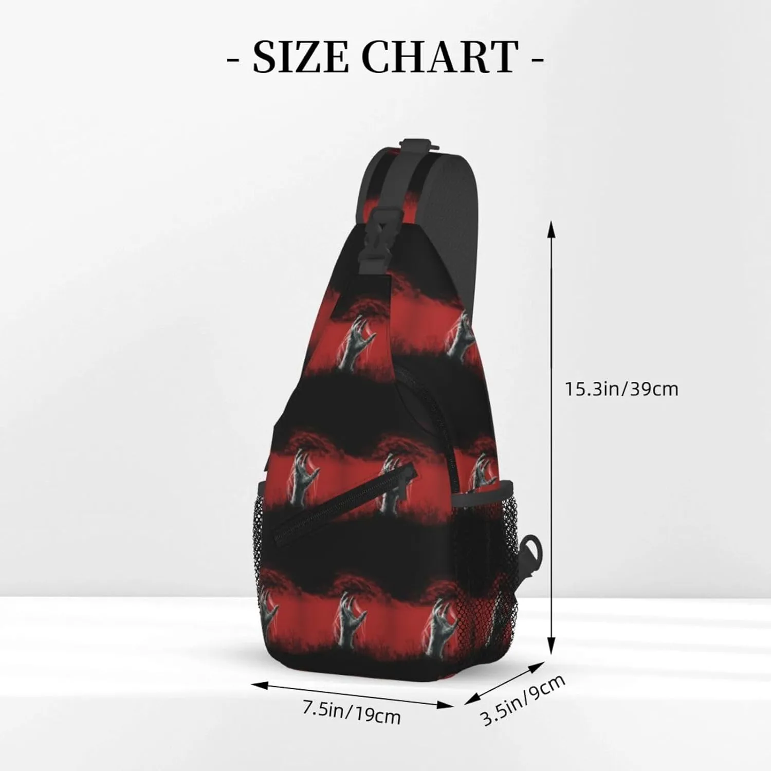 Scary Zombie Hand Coming Out Ground Cross Chest Bag Diagonally Hiking Crossbody Bag Travel Shoulder Daypack Lightweight Sling Backpack Cycling Daypacks Fitness Chest Backpacks