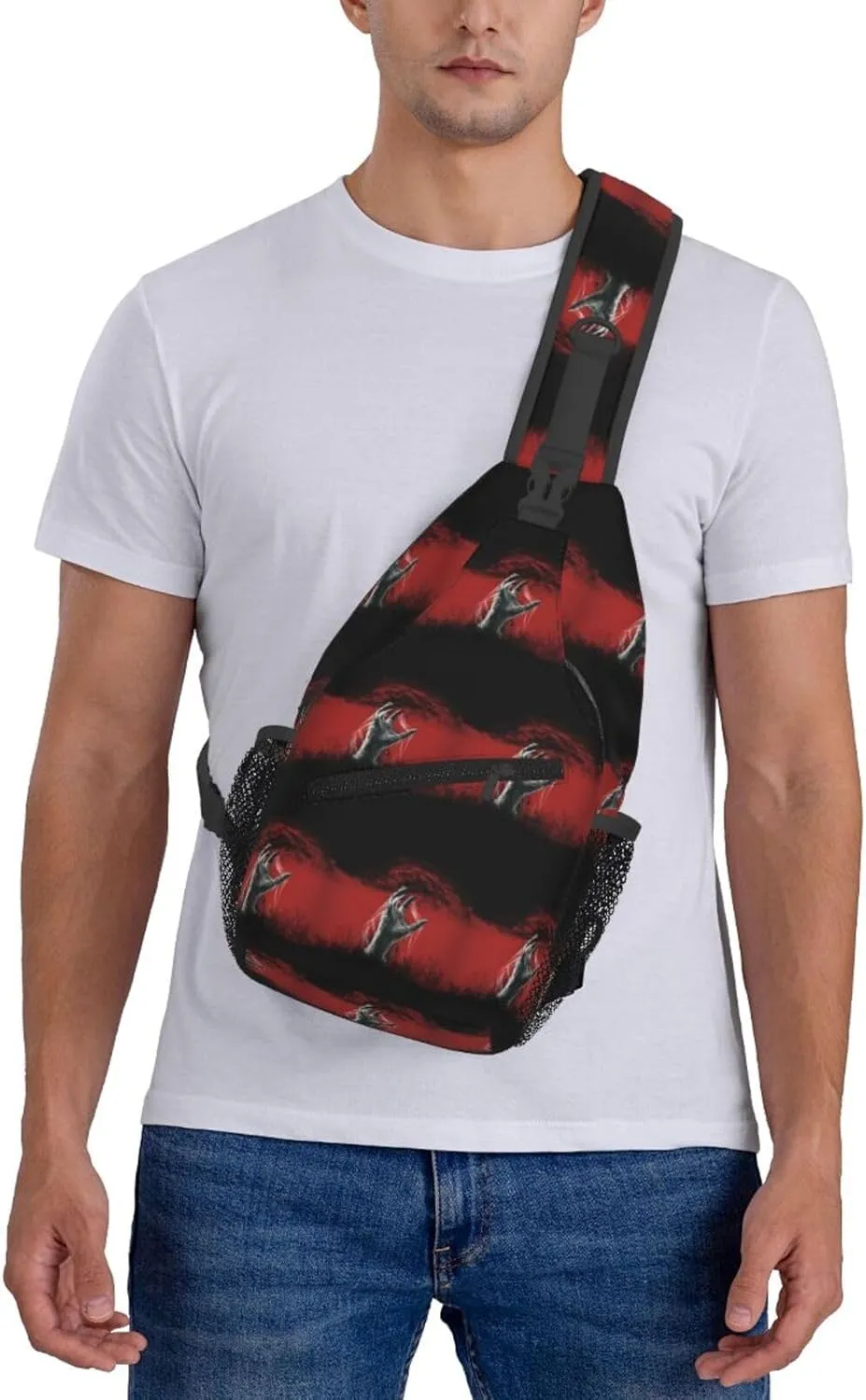 Scary Zombie Hand Coming Out Ground Cross Chest Bag Diagonally Hiking Crossbody Bag Travel Shoulder Daypack Lightweight Sling Backpack Cycling Daypacks Fitness Chest Backpacks