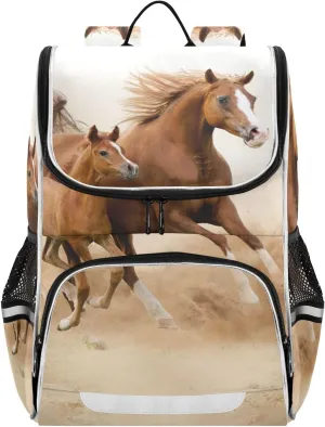 School Backpack with Chest Strap, Galloping Horse Laptop Backpack, Travel Hiking Backpack for Boys Girls, Rucksack, Knapsack