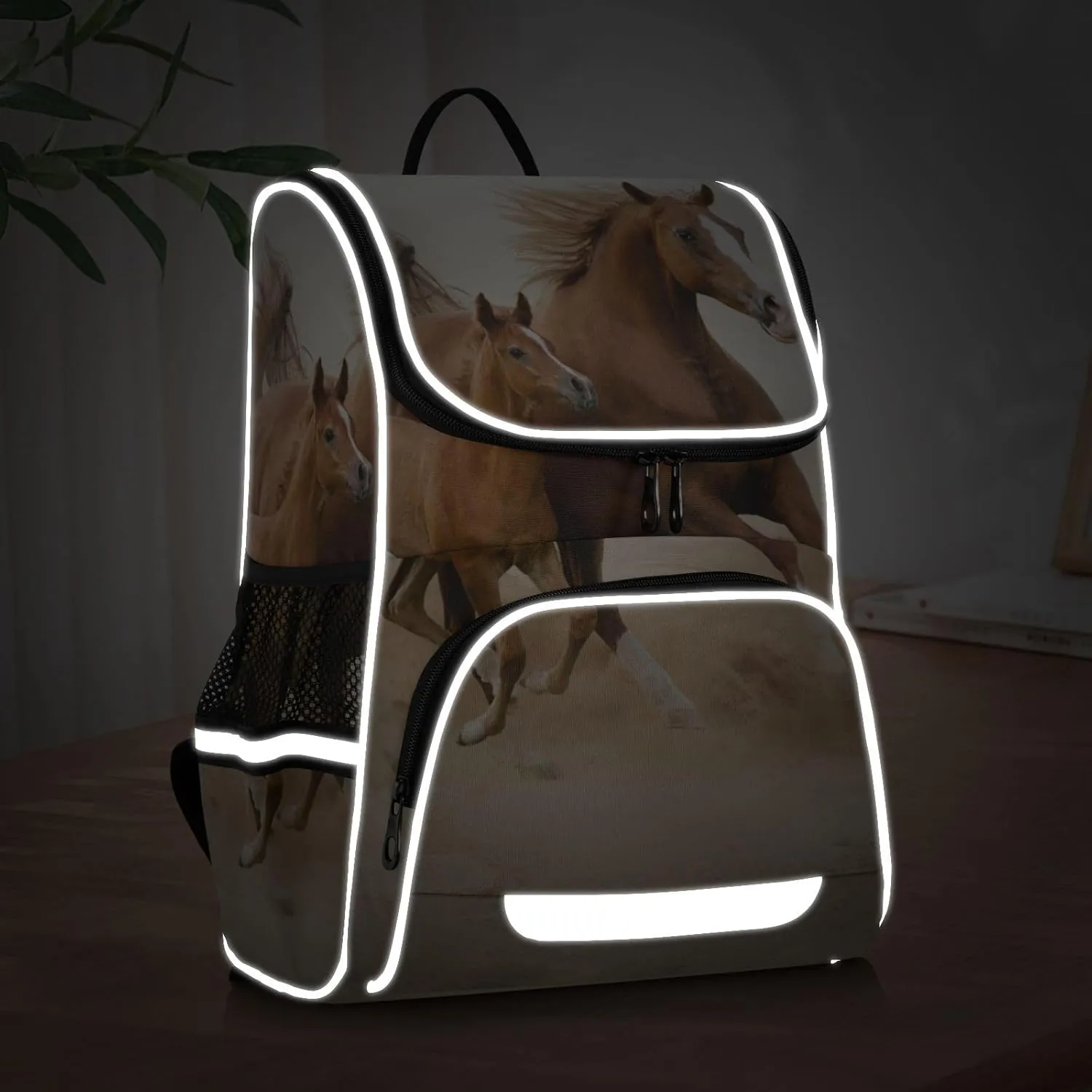 School Backpack with Chest Strap, Galloping Horse Laptop Backpack, Travel Hiking Backpack for Boys Girls, Rucksack, Knapsack