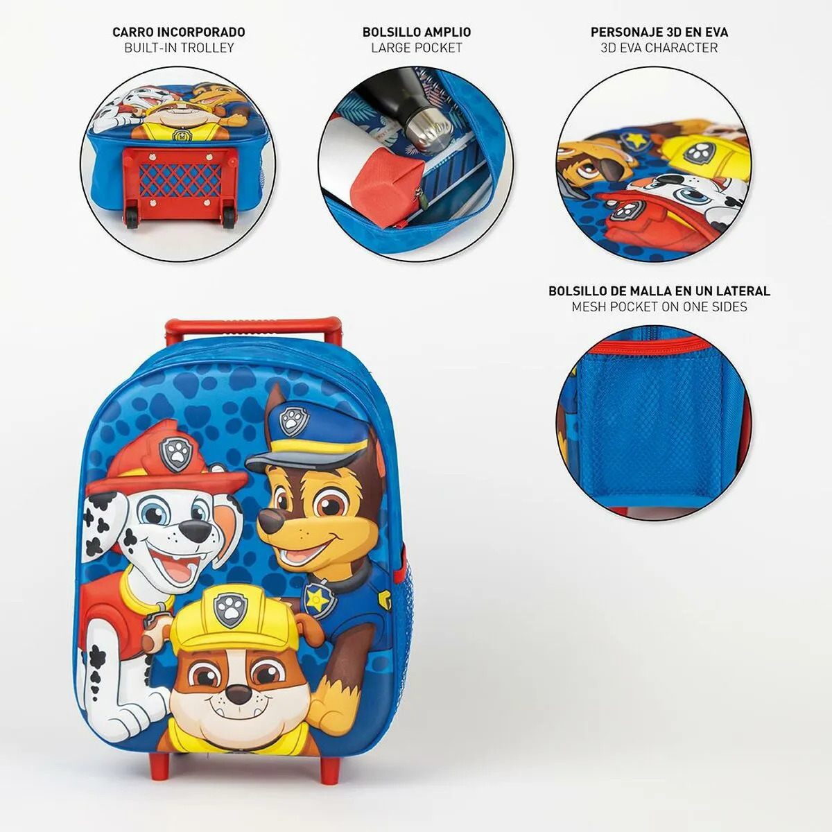 School Rucksack with Wheels The Paw Patrol Blue 25 x 31 x 10 cm