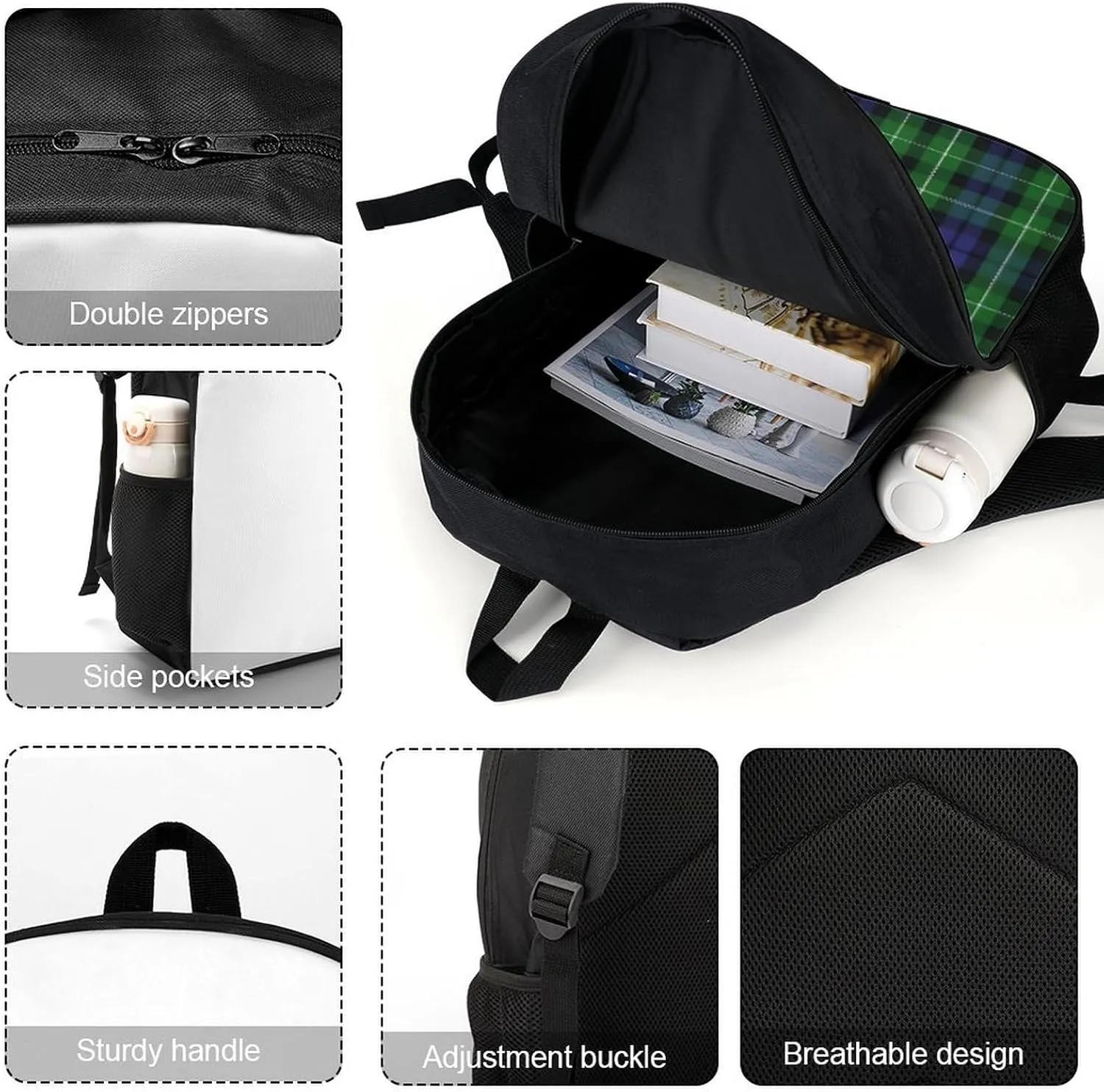 Scottish Clan Graham Tartan Plaid Backpack Lightweight Waterproof Backpacks Laptop Backpack for Unisex Casual Travel Daypacks Large Capacity