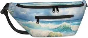 Sea Pattern Sling Bag Crossbody Backpack Chest Daypack for Women Sport Travel Hiking Casual Bag Multipurpose Waist Pack With Zipper Closure Adjustable Strap Shoulder Bag
