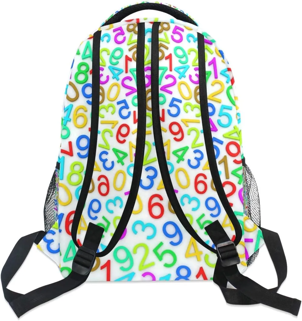 senya Colorful Numbers School Backpack Travel Rucksack Book Bag Laptop Backpack