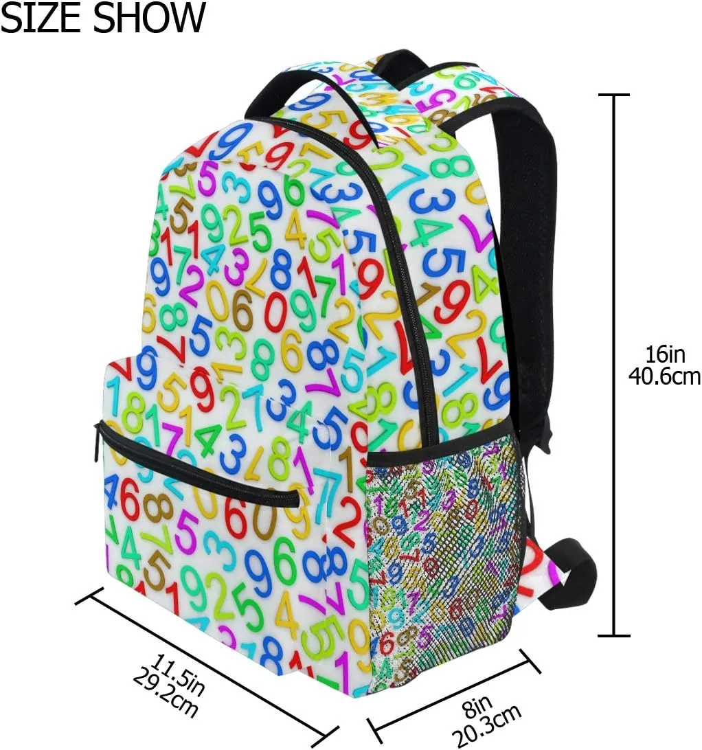 senya Colorful Numbers School Backpack Travel Rucksack Book Bag Laptop Backpack