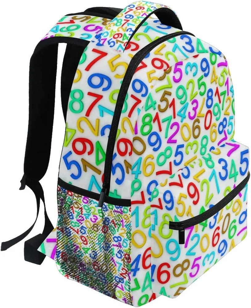 senya Colorful Numbers School Backpack Travel Rucksack Book Bag Laptop Backpack