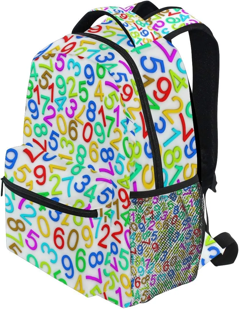 senya Colorful Numbers School Backpack Travel Rucksack Book Bag Laptop Backpack